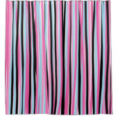 Rosa und schwarze vertikale Streifen Duschvorhang (Vorderseite)