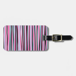 Rosa und schwarze vertikale Streifen Gepäckanhänger