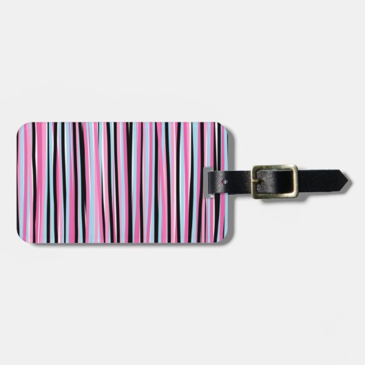 Rosa und schwarze vertikale Streifen Gepäckanhänger (Vorderseite horizontal)