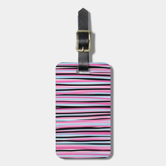 Rosa und schwarze vertikale Streifen Gepäckanhänger (Vorderseite vertikal)