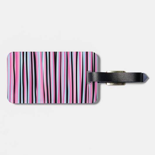 Rosa und schwarze vertikale Streifen Gepäckanhänger (Rückseite horizontal)