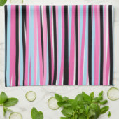 Rosa und schwarze vertikale Streifen Geschirrtuch (Gefaltet)