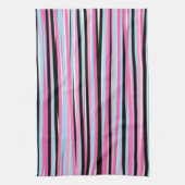 Rosa und schwarze vertikale Streifen Geschirrtuch (Vertikal)