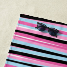 Rosa und schwarze vertikale Streifen Strandtuch