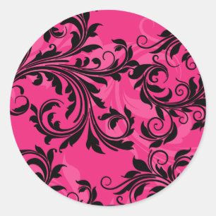 Rosa und schwarze Verzierte Skulpturen Hochzeitsti Runder Aufkleber
