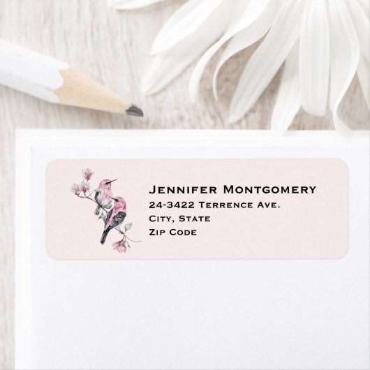 Rosa und schwarze Vögel auf einem Baumzweig (Insitu)