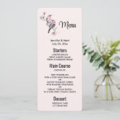 Rosa und schwarze Vögel auf einem Baumzweig Einladung (Stehend Vorderseite)