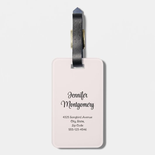 Rosa und schwarze Vögel auf einem Baumzweig Gepäckanhänger (Rückseite vertikal)