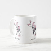 Rosa und schwarze Vögel auf einem Baumzweig Kaffeetasse (Vorderseite Links)