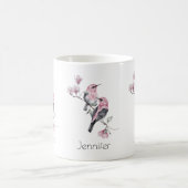 Rosa und schwarze Vögel auf einem Baumzweig Kaffeetasse (Mittel)