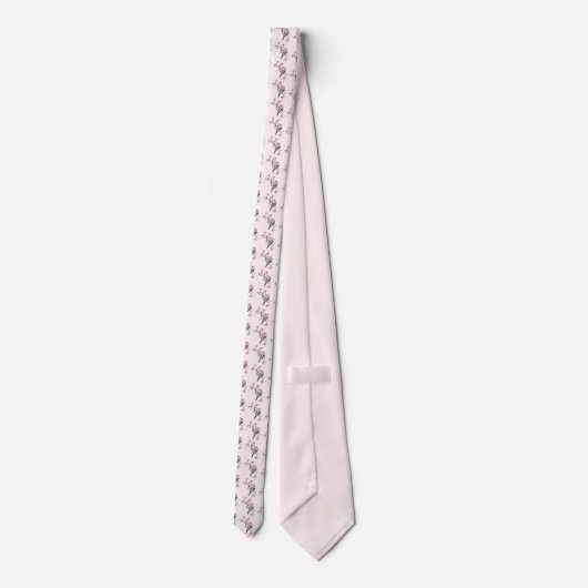 Rosa und schwarze Vögel auf einem Baumzweig-Muster Krawatte (Rückseite)