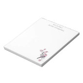 Rosa und schwarze Vögel auf einem Baumzweig Notizblock (Rotiert)