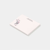Rosa und schwarze Vögel auf einem Baumzweig Post-it Klebezettel (angewinkelt)
