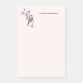 Rosa und schwarze Vögel auf einem Baumzweig Post-it Klebezettel (Vorderseite)