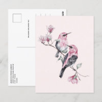 Rosa und schwarze Vögel auf einem Baumzweig