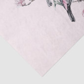 Rosa und schwarze Vögel auf einem Baumzweig Seidenpapier (Ausschnitt)