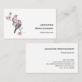 Rosa und schwarze Vögel auf einem Baumzweig Visitenkarte