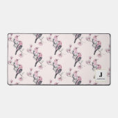 Rosa und schwarze Vögel auf einem Monogramm der Ba Schreibtischunterlage (Vorderseite)