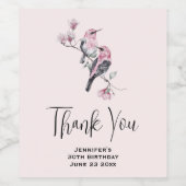 Rosa und schwarze Vögel auf einem Zweig Party Viel Weinetikett (Einzelnes Label)