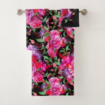 Rosa und schwarze Wasserfarbe Fuchsia Blüten