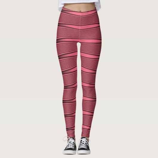 Rosa und schwarze Wavy Lines Leggings (Vorderseite)