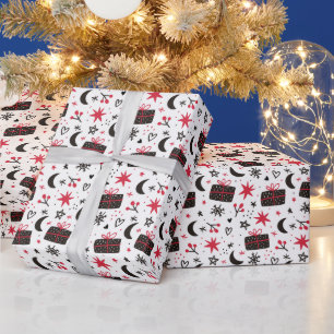 Rosa und schwarze Weihnachten Geschenkpapier