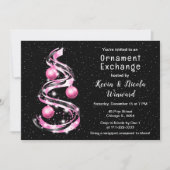 Rosa und schwarze Weihnachtsdekoration Exchange Einladung (Vorderseite)