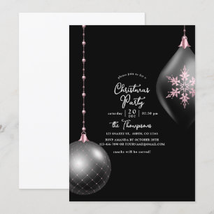 Rosa und schwarze Weihnachtsfeier Einladung