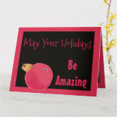 Rosa und schwarze Weihnachtskarte Karte (Gelbe Blume)