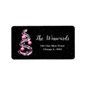 Rosa und schwarze Weihnachtsschmuck Adressaufkleber (Vorne)