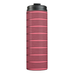 Rosa und schwarze wellige Linien Thermosbecher