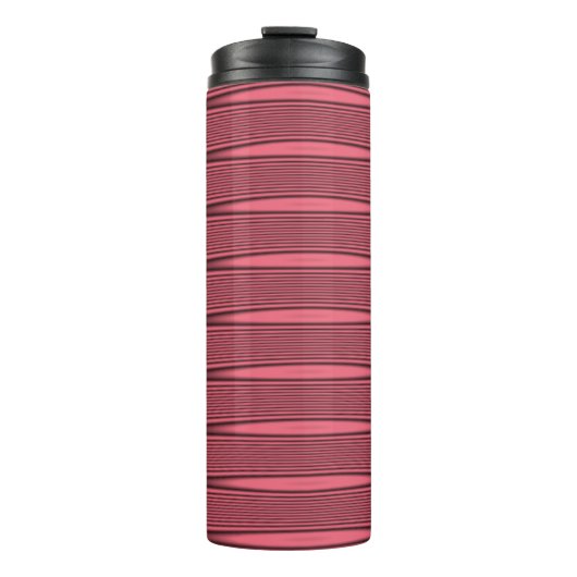 Rosa und schwarze wellige Linien Thermosbecher (Vorderseite)