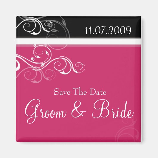 Rosa und schwarze Wirbel Magnet (Vorne)