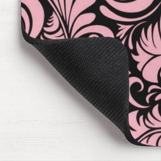 Rosa und schwarze Wirbel Mousepad (Ecke)