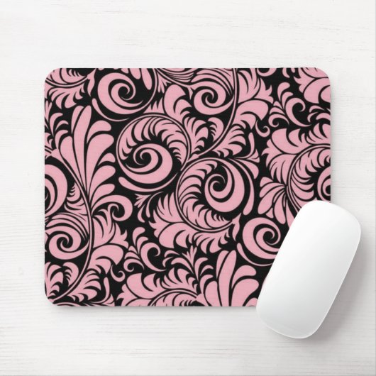 Rosa und schwarze Wirbel Mousepad (Mit Mouse)