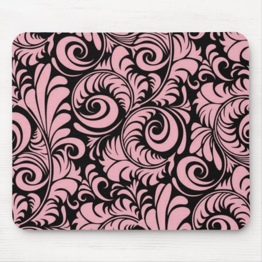 Rosa und schwarze Wirbel Mousepad (Vorne)