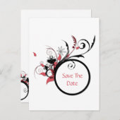Rosa und schwarze Wirbel Save the Date Ankündigungspostkarte (Vorne/Hinten)