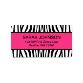 Rosa und schwarze Zebra Adressaufkleber (Vorne)
