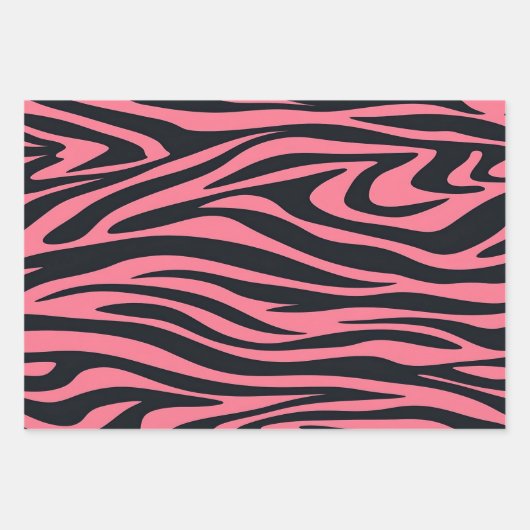 Rosa und schwarze Zebra Geschenkpapier Set (Vorderseite 3)