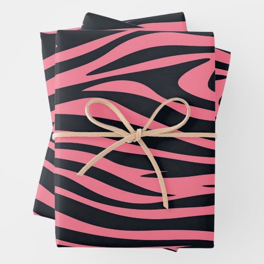 Rosa und schwarze Zebra Geschenkpapier Set (Beispiel)