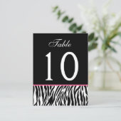 Rosa und schwarze Zebra Hochzeitskarte Tischnummer (Stehend Vorderseite)