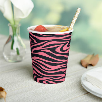 Rosa und schwarze Zebra Pappbecher