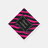 Rosa und schwarze Zebra-Servietten | personalisier Serviette (Ecke)