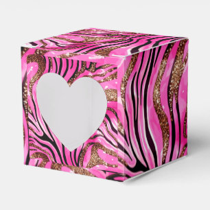 Rosa und schwarze Zebradrucke mit goldenen Akzente Geschenkschachtel