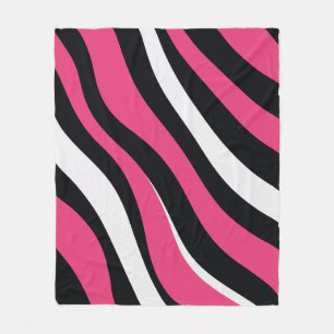 Rosa und schwarze Zebrastreifen Fleecedecke