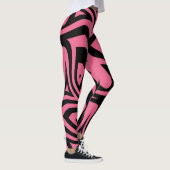 Rosa und schwarze Zebrastreifen Frauen Leggings (Rechts)