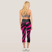 Rosa und schwarze Zebrastreifen für Tiere mit hohe Capri Leggings (Rückseite)