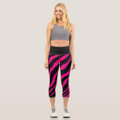 Rosa und schwarze Zebrastreifen für Tiere mit hohe Capri Leggings (Vorderseite)