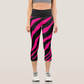 Rosa und schwarze Zebrastreifen für Tiere mit hohe Capri Leggings (Vorderseite)