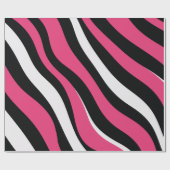 Rosa und schwarze Zebrastreifen Geschenkpapier (Flach)
